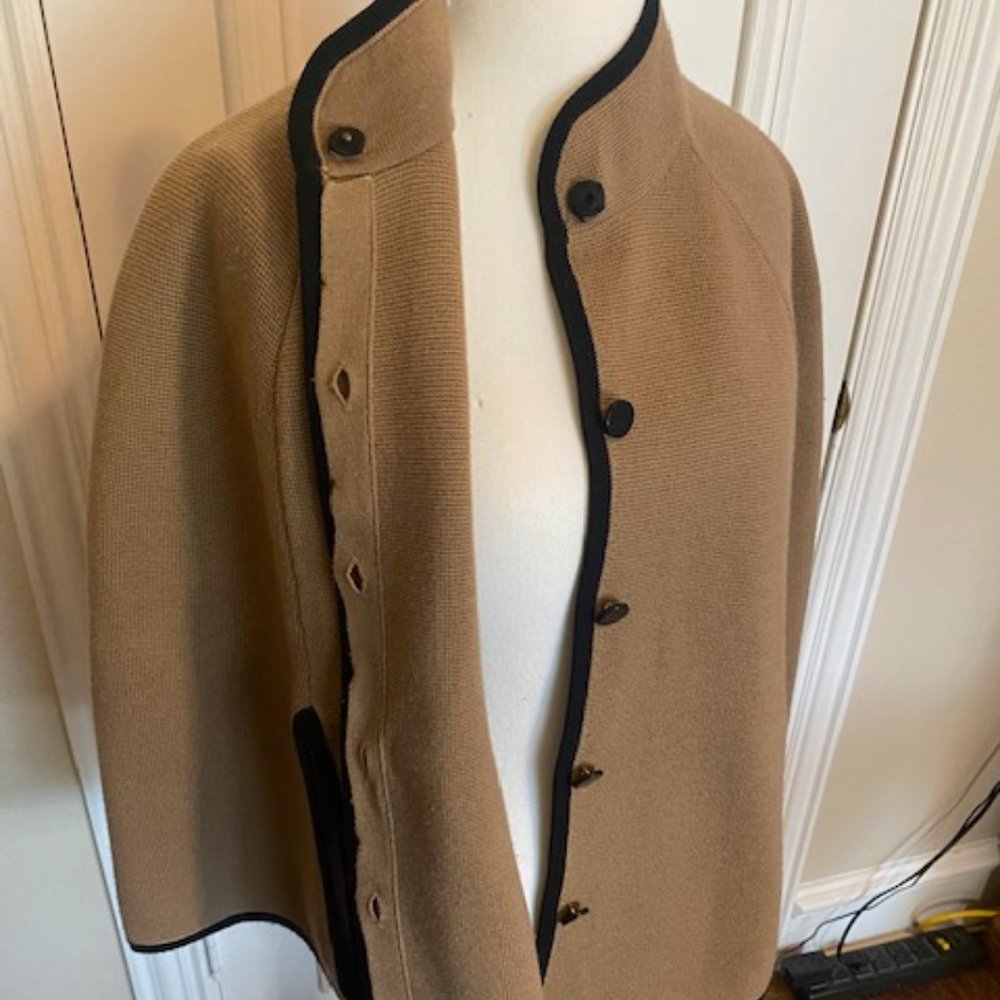 J.Crew  Camel and Black Poncho Button up, Size L